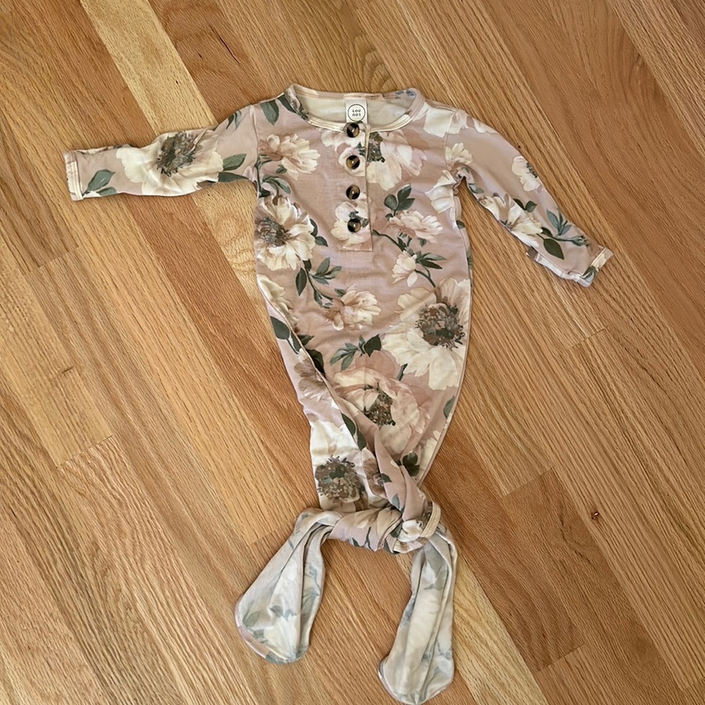 Lou Lou and Company knotted newborn gown floral